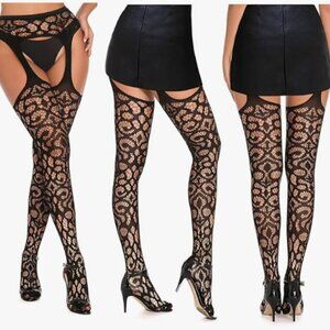 Black Fishnet High-Waist Stocking Tights